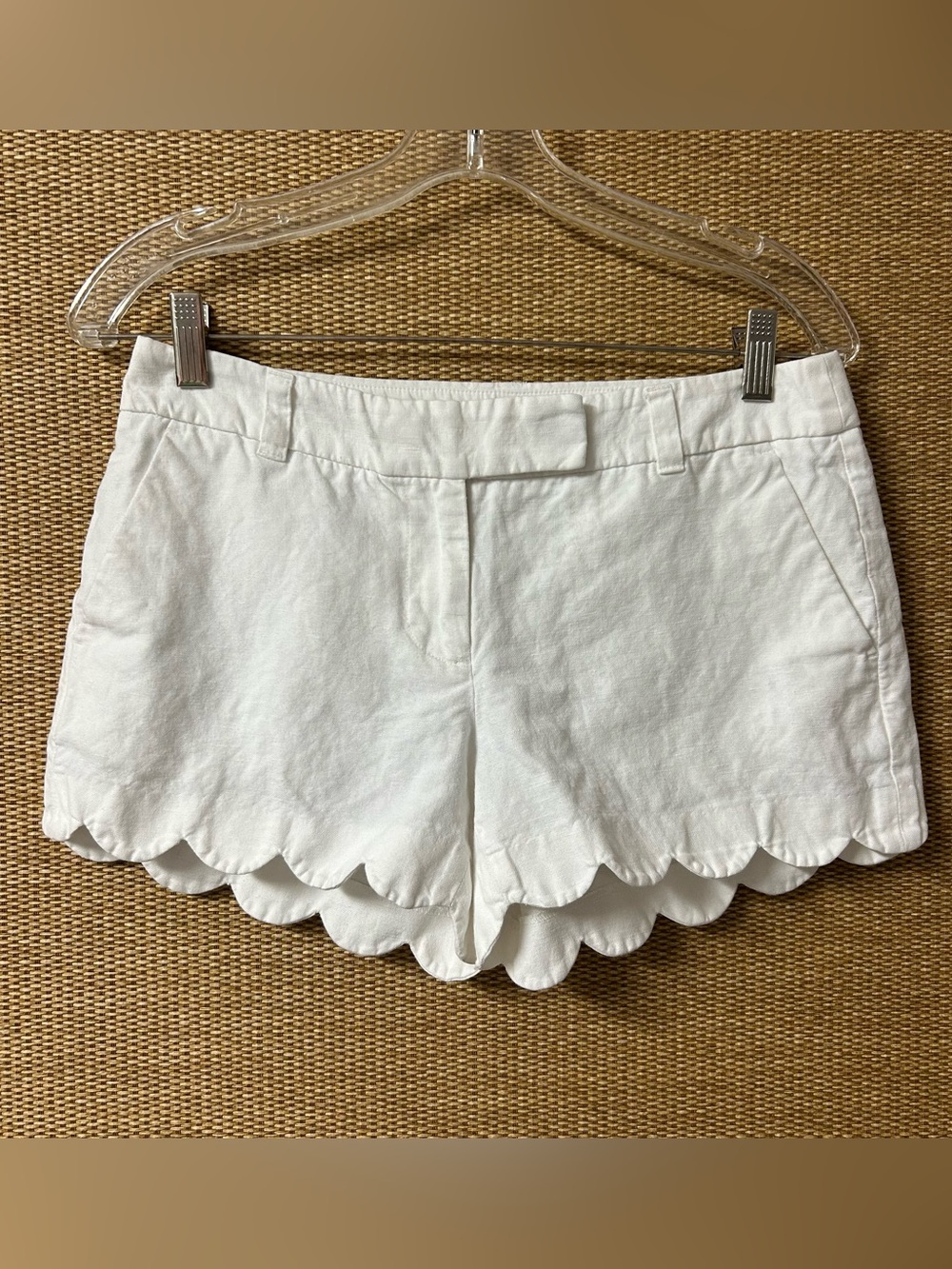 J.Crew Chino Shorts Womens 2 White Linen Cotton Blend